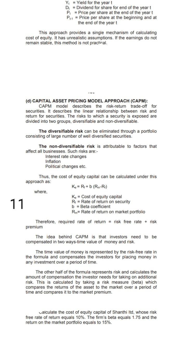 gh Y = Yield for the yeart D = Dividend for share