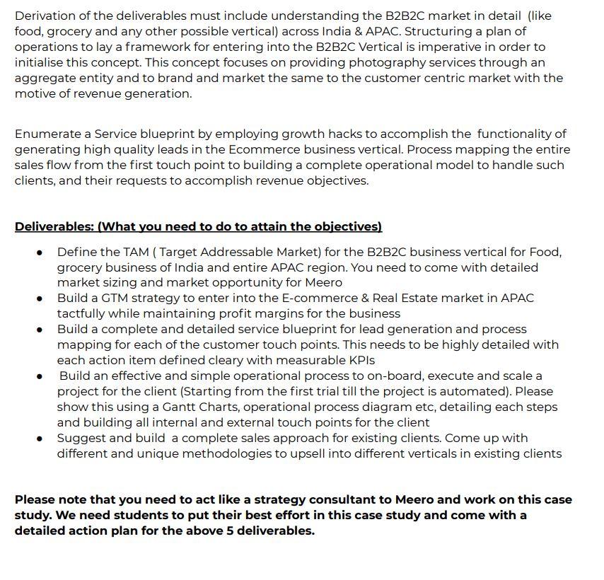 Please Answer the following deliverables required