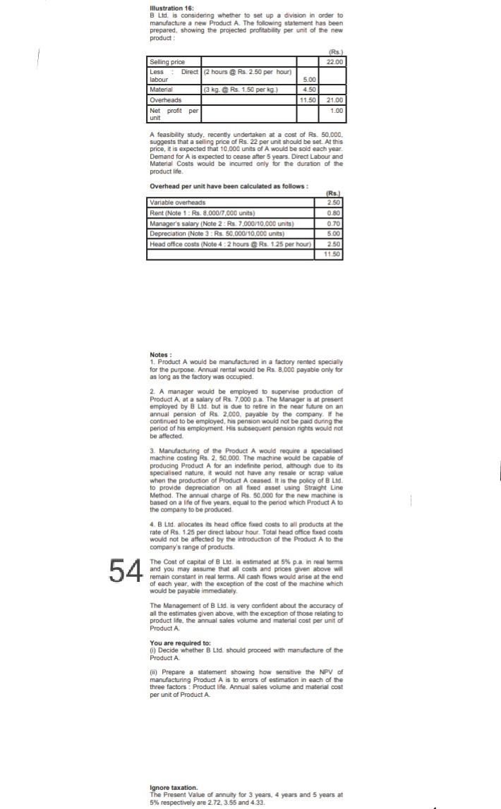 nck Illustration 16. B Ltd. is considering