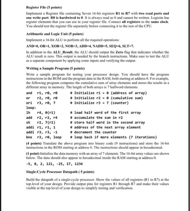 Objectives: - Designing a Single-Cycle Processor