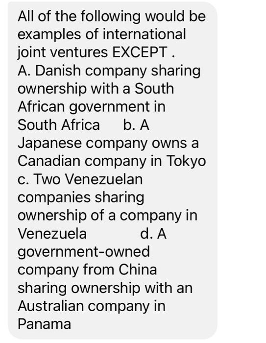 All of the following would be examples of