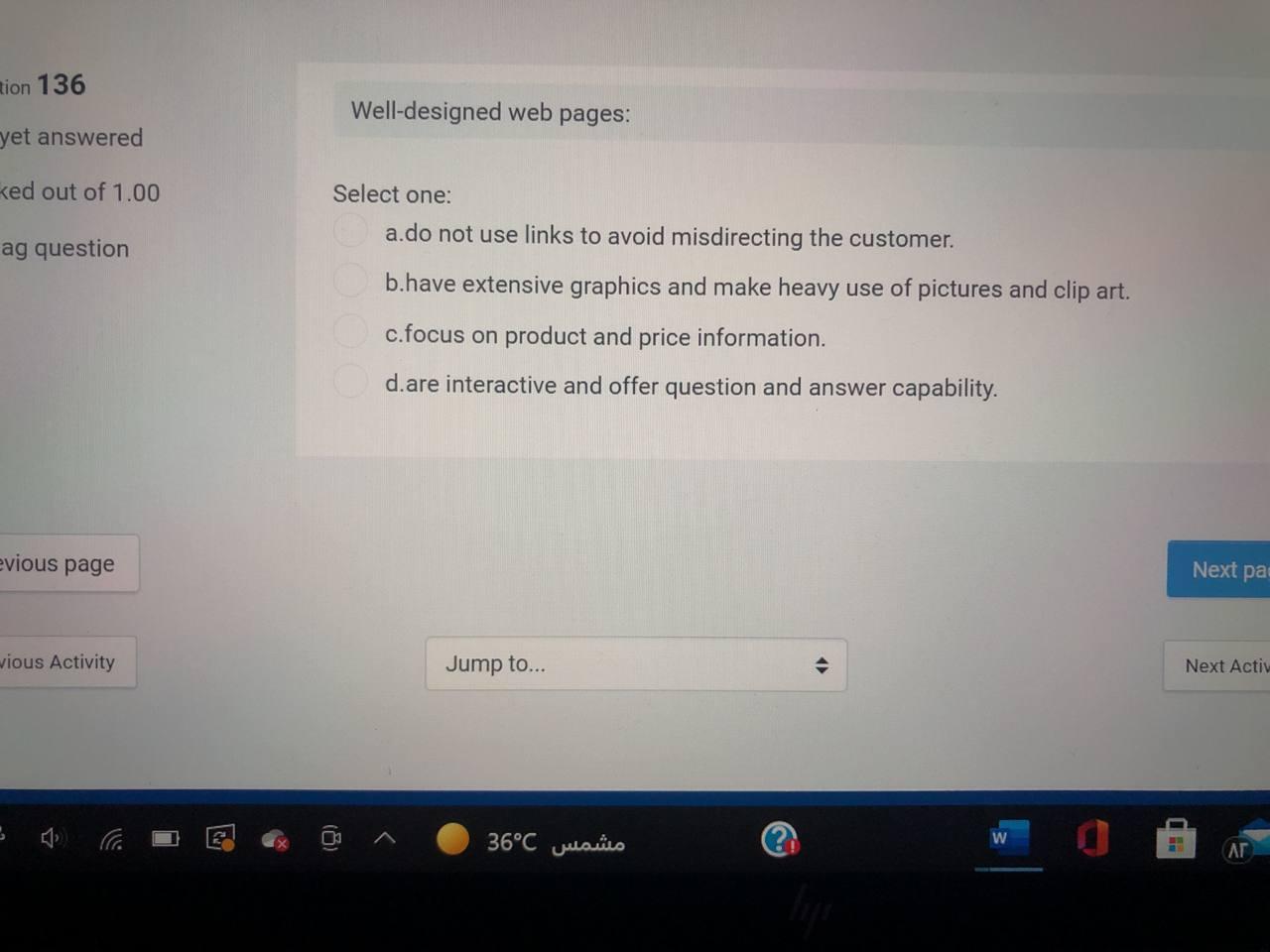 Rion 136 Well-designed web pages: yet answered