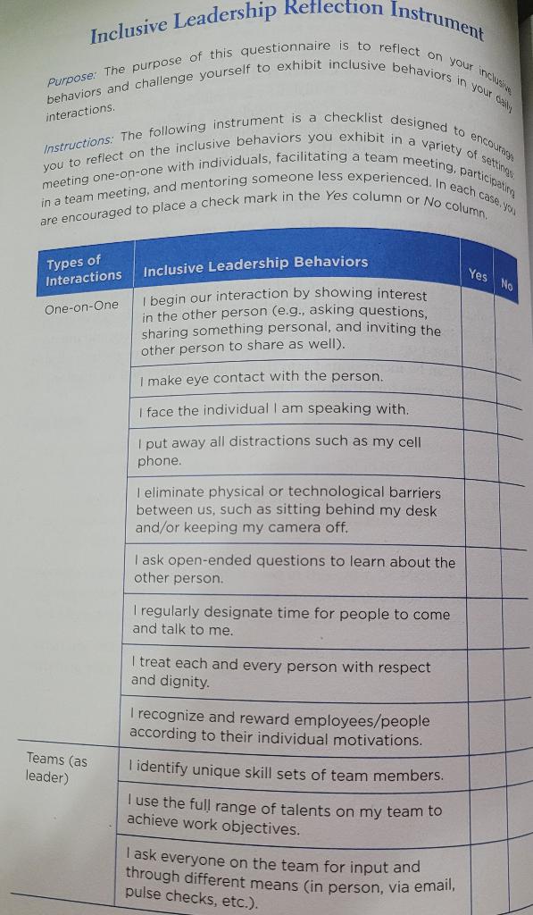 Complete the Leadership instrument questionnaire