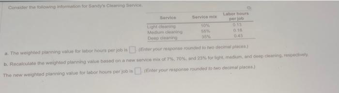 Consider the following informiston for Sandy's