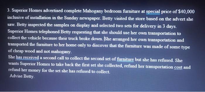 answer plz BUSINESS LAW!!!! 3. Superior Homes