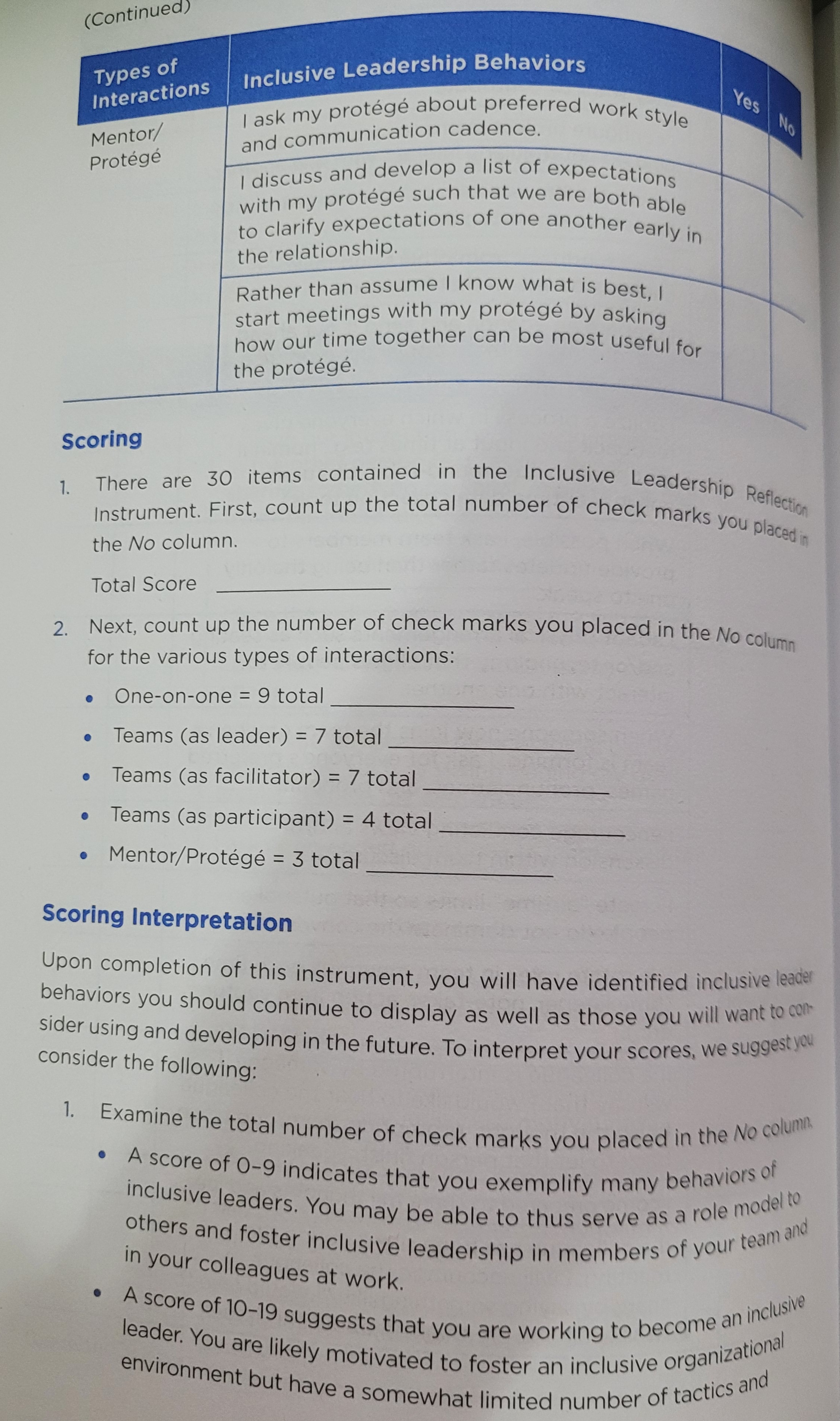 Complete the Leadership instrument questionnaire