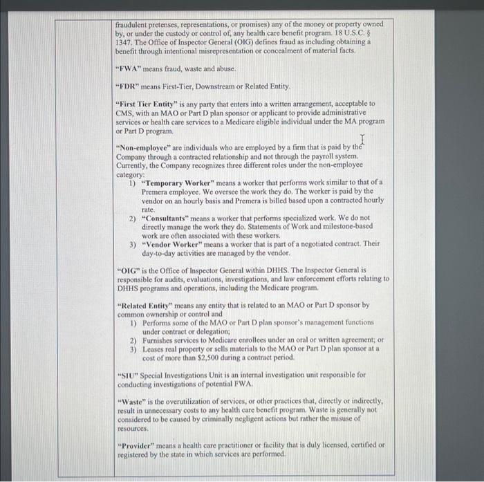 The documents provided is the Fraud, Waste, and