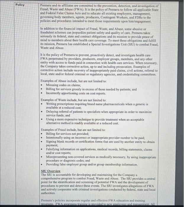 The documents provided is the Fraud, Waste, and