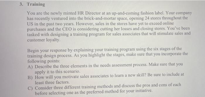 You are the newly minted HR Director at an