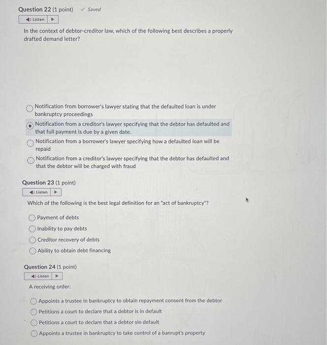 In the context of debtor-creditor law, which of