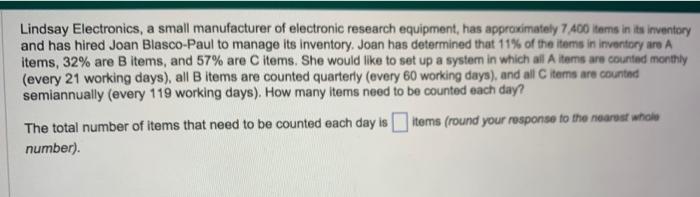 Lindsay Electronics, a small manufacturer of