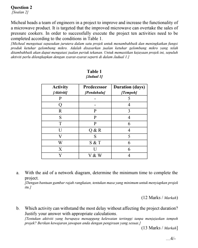 Question 2 (Soalan 21 Micheal heads a team of