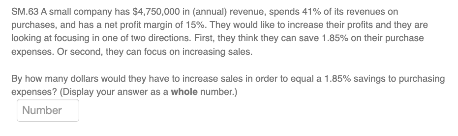please show work in excel SM.63 A small company