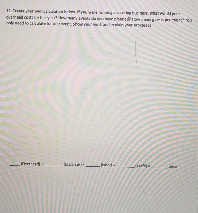 - - --- HD EVENT COSTING ASSIGNMENT INSTRUCTIONS