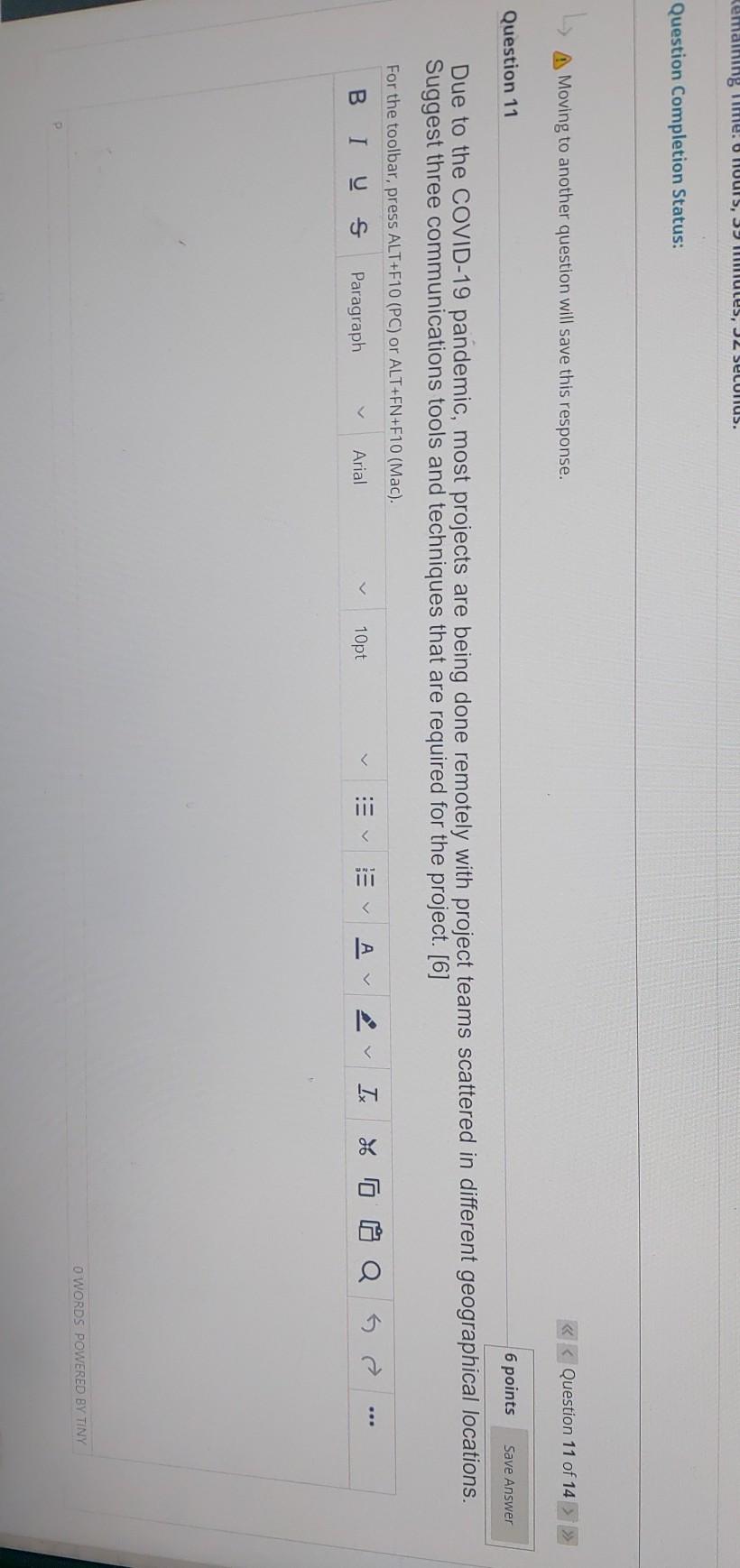 Moving to another question will save this