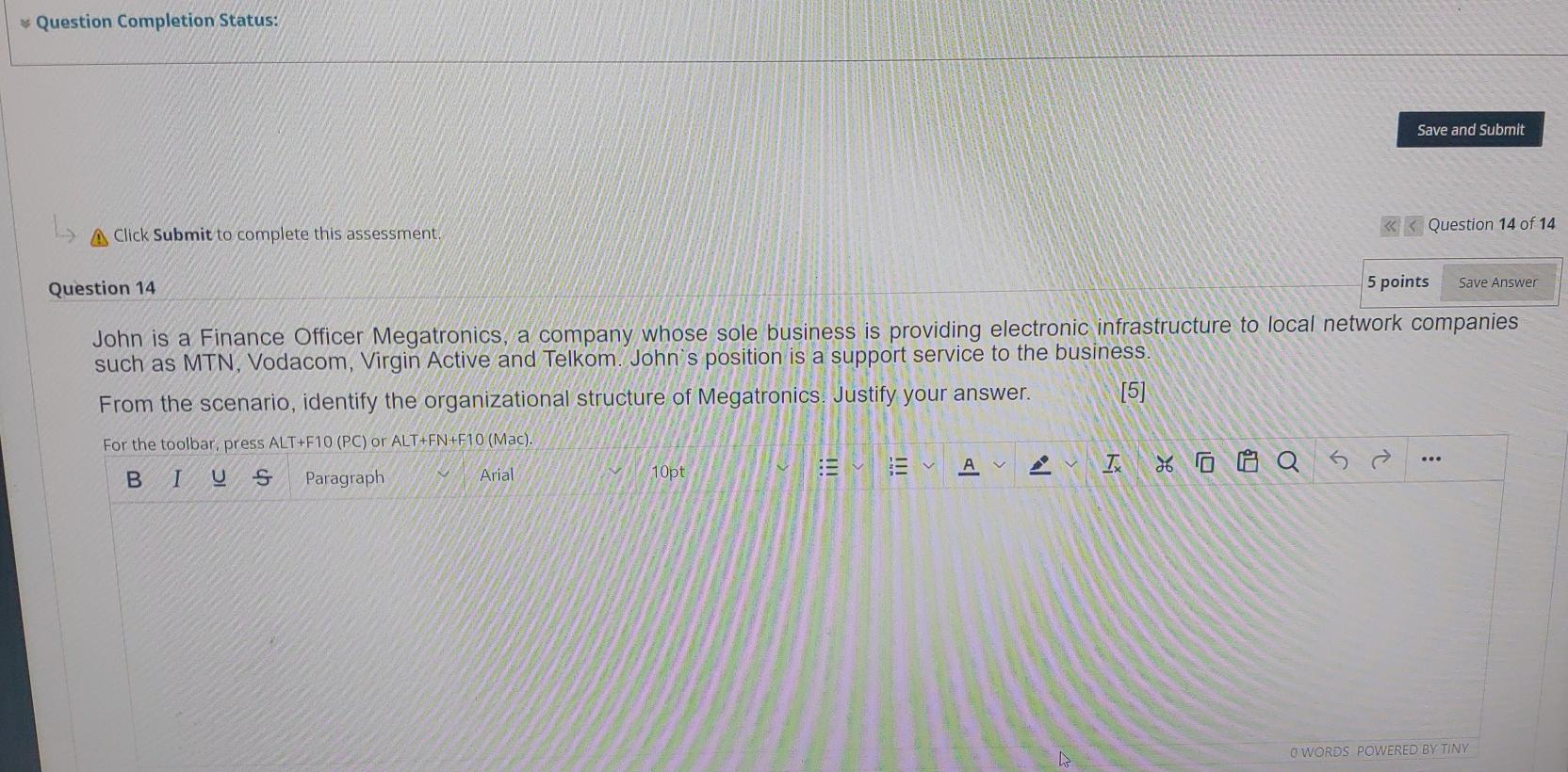 Moving to another question will save this