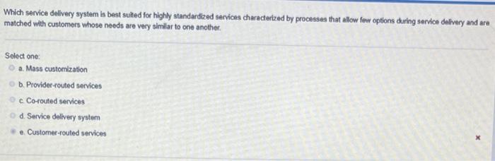 Which service delivery system is best suited for