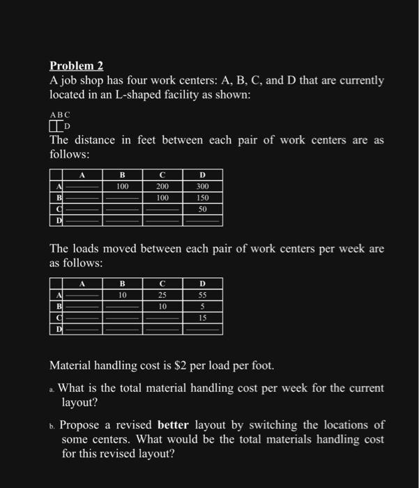 Problem 2 A job shop has four work centers: A, B,