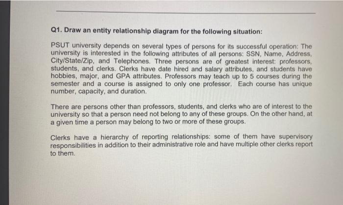 database management Q1. Draw an entity