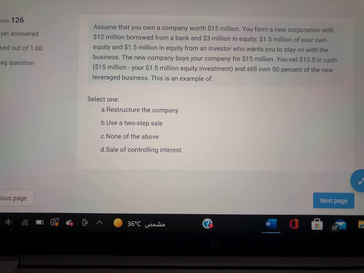 stion 126 yet answered ked out of 1.00 Assume