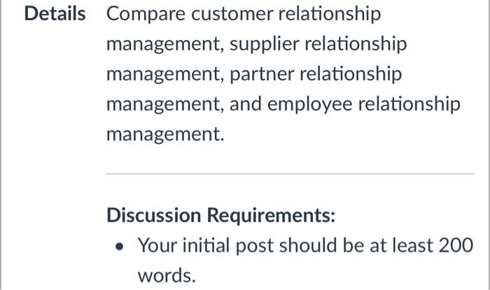 Compare customer relationship management,