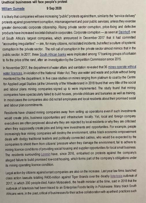 Unethical businesses will face people's protest