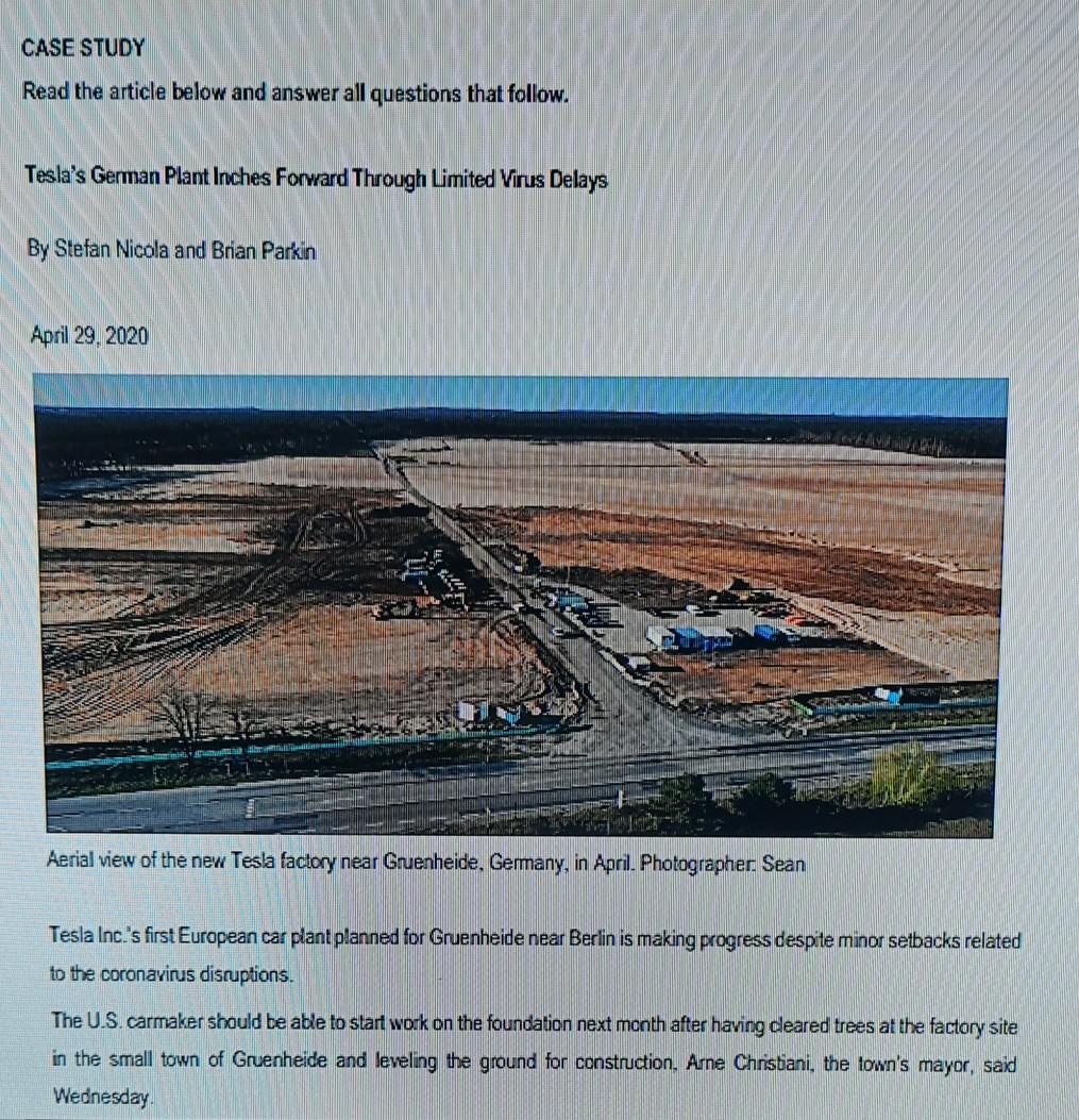 CASE STUDY Read the article below and answer all