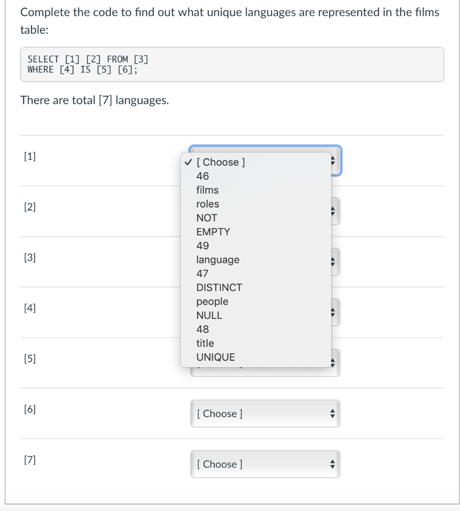 Complete the code to find out what unique