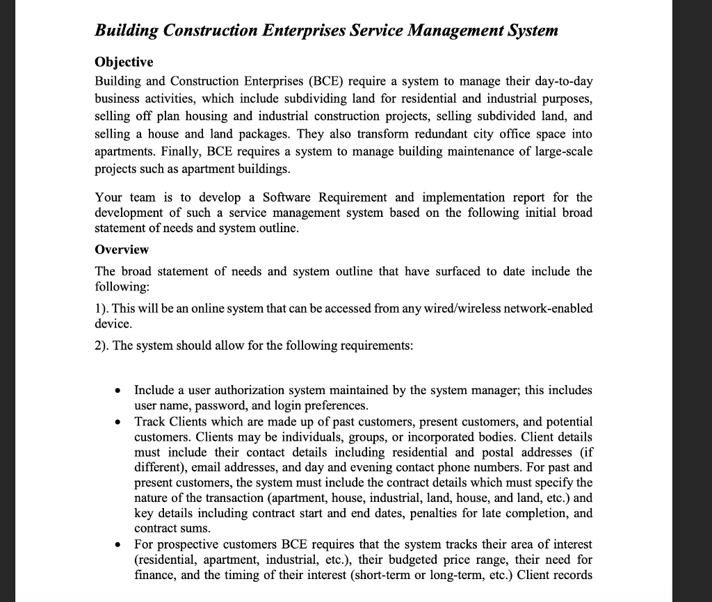 Write down 10 or more functional requirements and