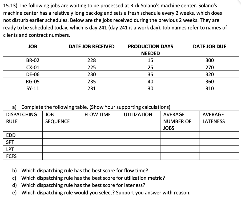 PLEASE SHOW ALL YOUR WORK AND ANSWER ALL PARTS