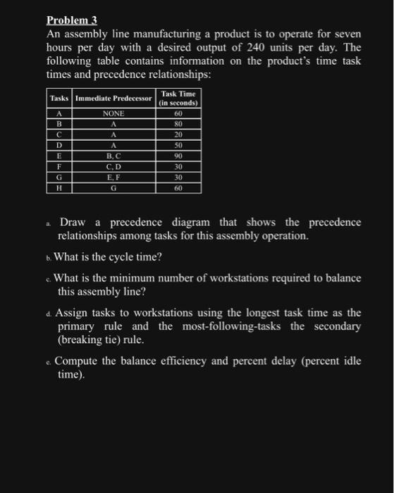 3 Problem 3 An assembly line manufacturing a