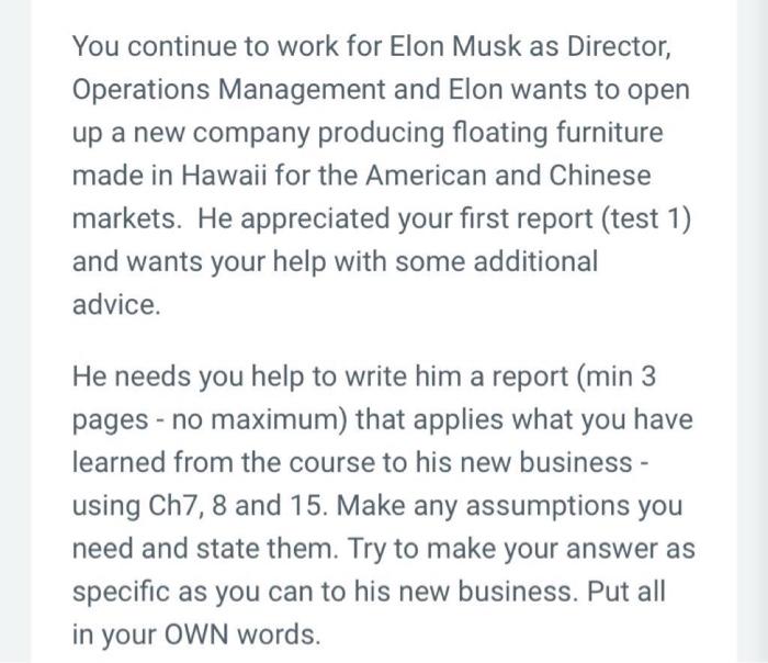 You continue to work for Elon Musk as Director,
