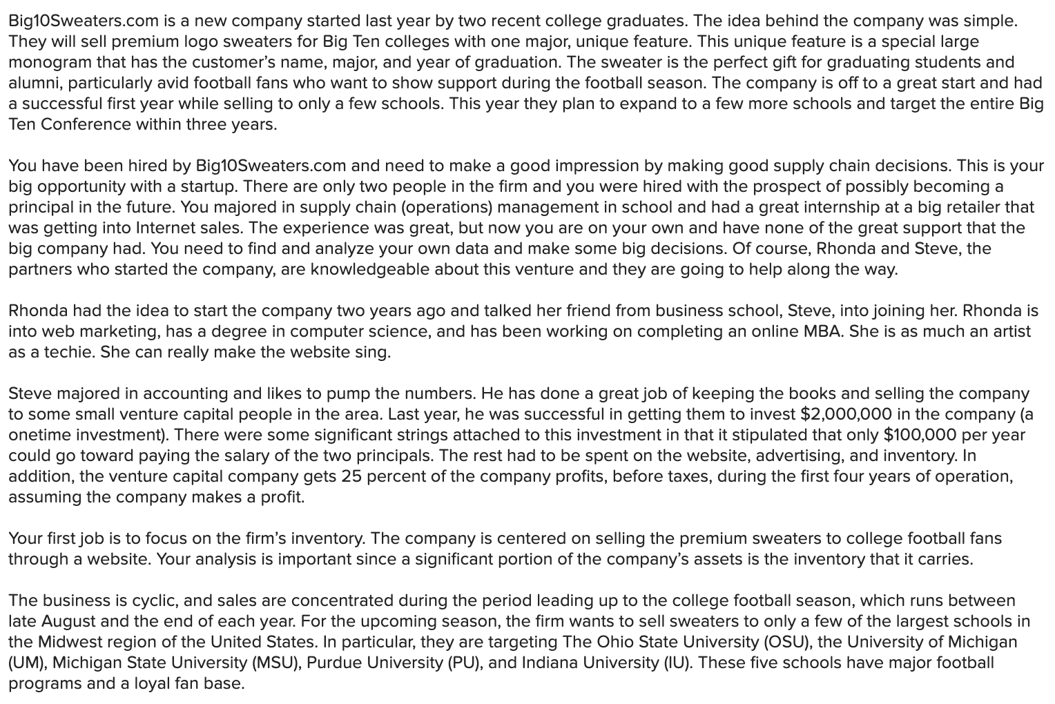 Big1OSweaters.com is a new company started last