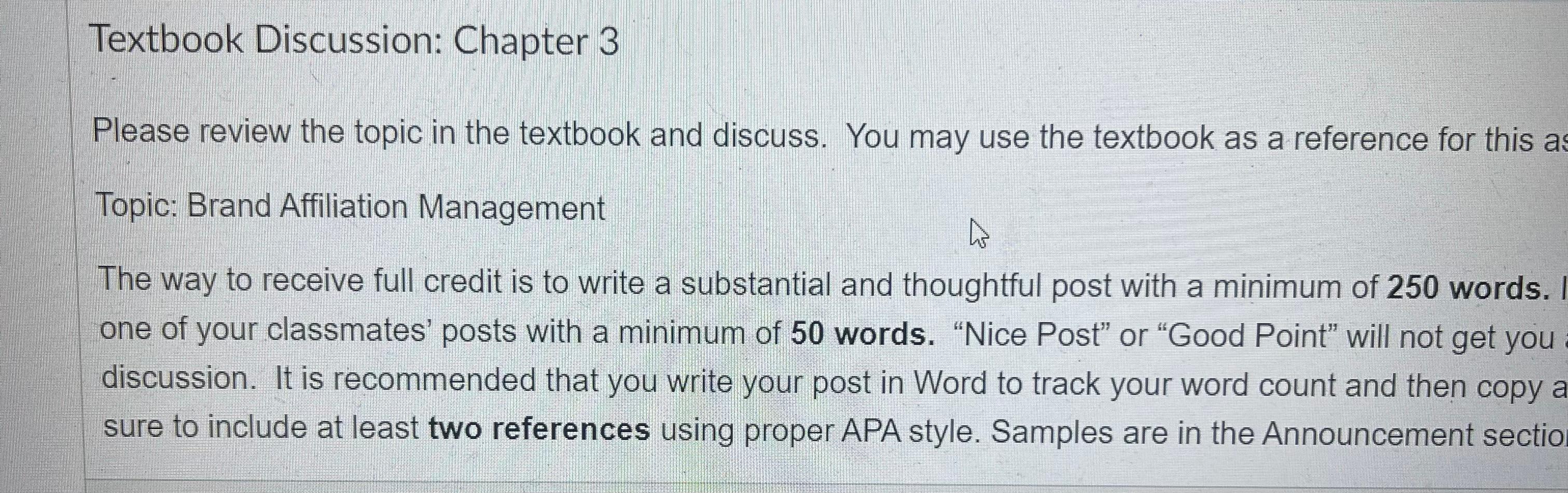 Textbook Discussion: Chapter 3 Please review the