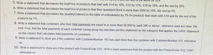 answer following questions with SQL statements.