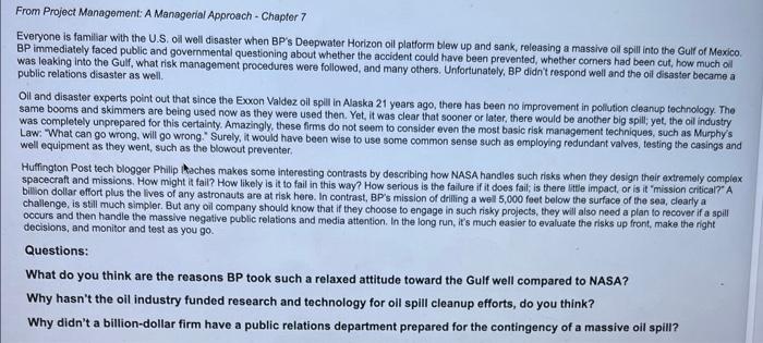 From Project Management: A Managerial Approach -