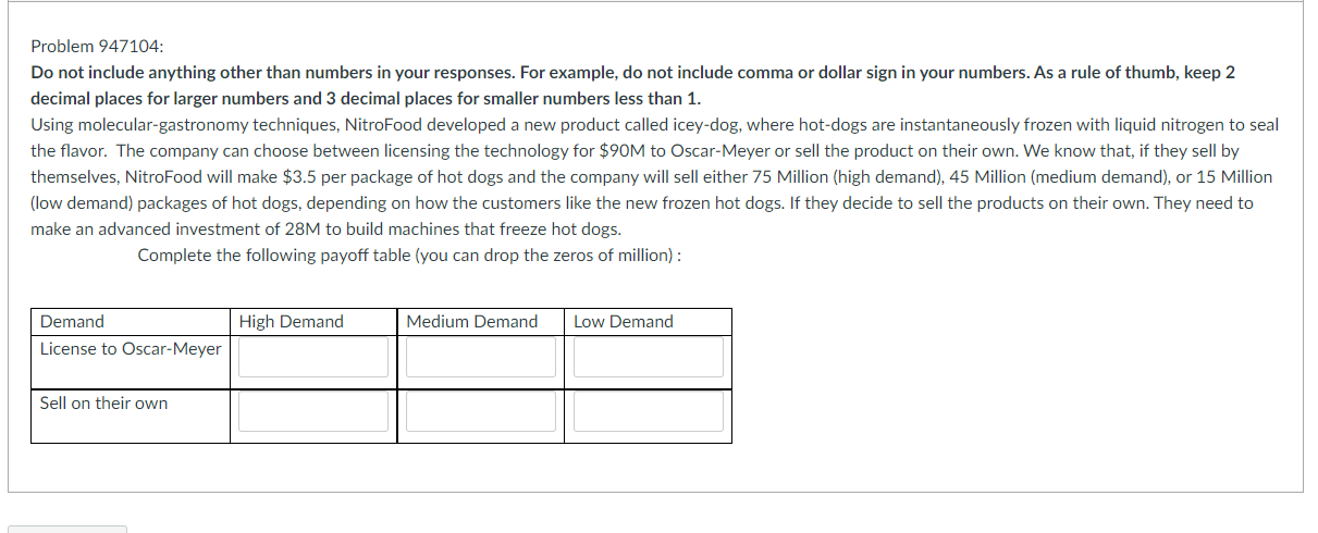 Problem 947104: Do not include anything other