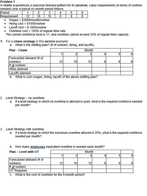 Just answer 2a, 3a, 3b, 3c Problem 1 A retailer
