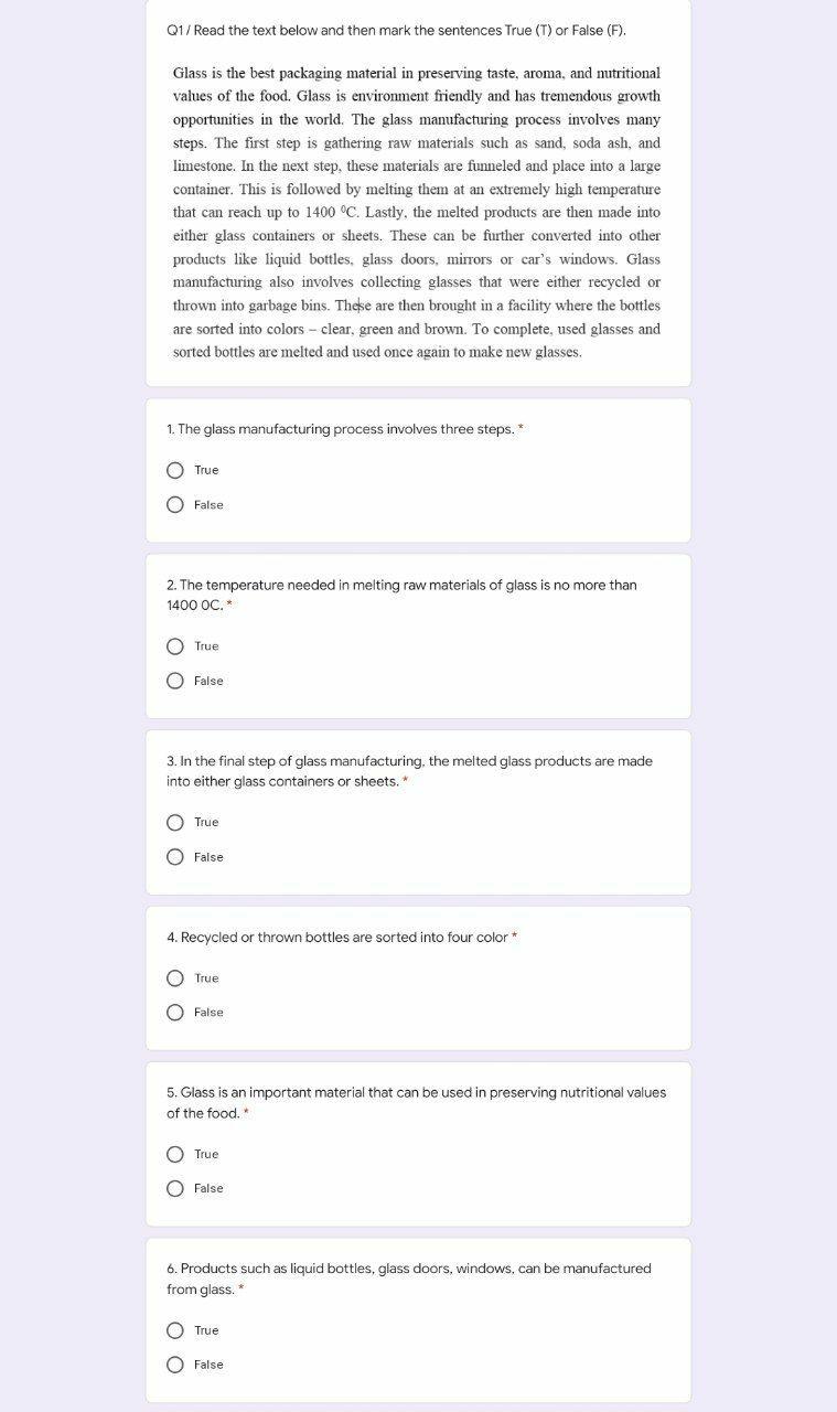 Q1/ Read the text below and then mark the