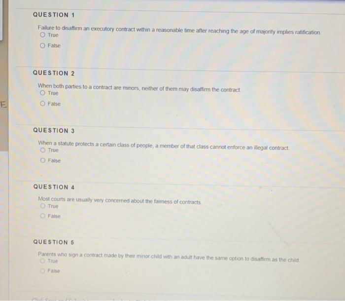 QUESTION 1 Failure to disaffirm an executory