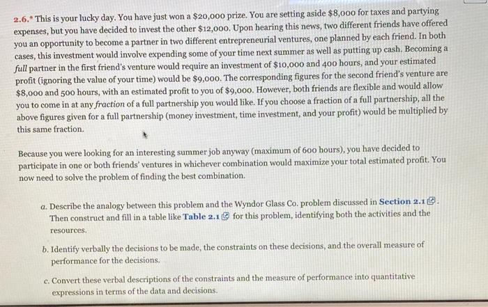 Subject: Management Science Methods Please note