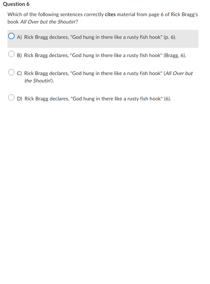 Which of the following examples correctly formats