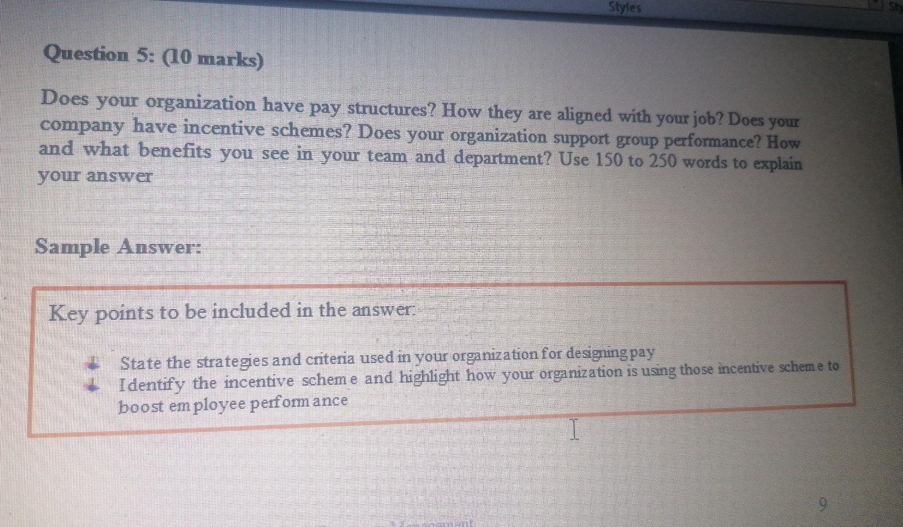 Styles Question 5. (10 marks) Does your