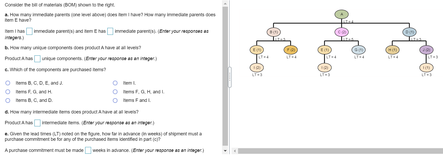 Consider the bill of materials (BOM) shown to the