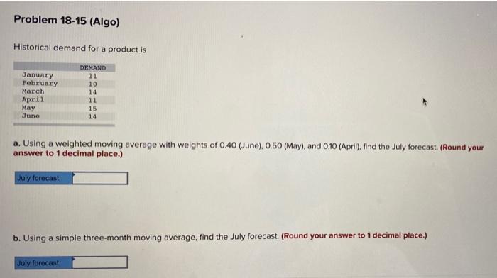 Historical demand for a product is a. Using a