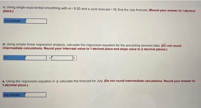 Historical demand for a product is a. Using a