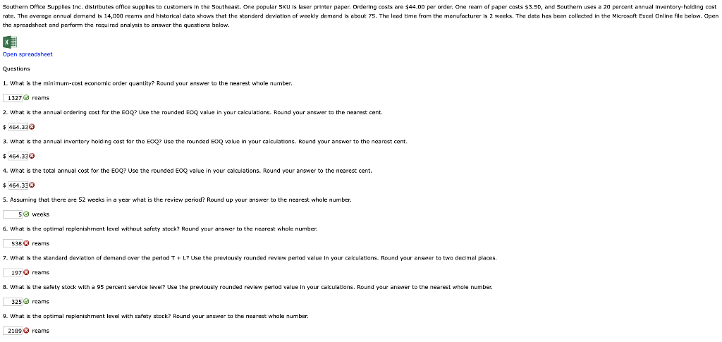 the spreadsheet and perform the repuirod analysis