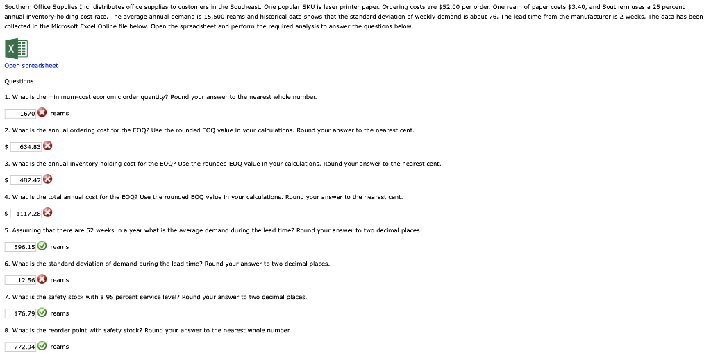 the spreadsheet and perform the repuirod analysis