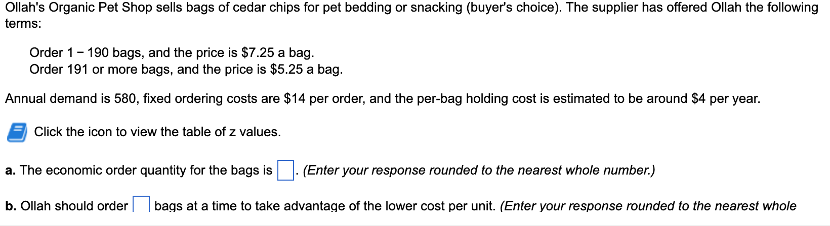 \begin{tabular}{cc} \hline z value & Associated