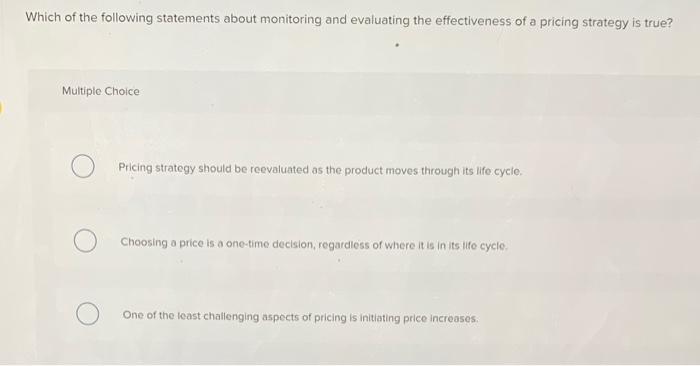 Pricing strategy should be reevaluated as the